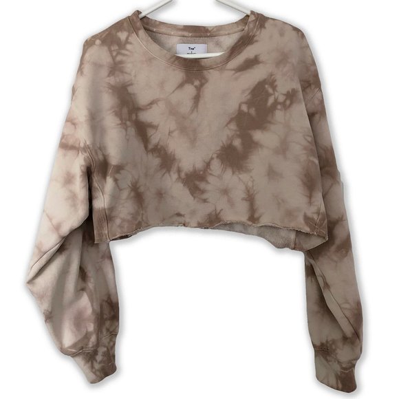 TNA Cozy Fleece Boyfriend Cropped Crew-Neck Sweatshirt - Picture 2 of 7